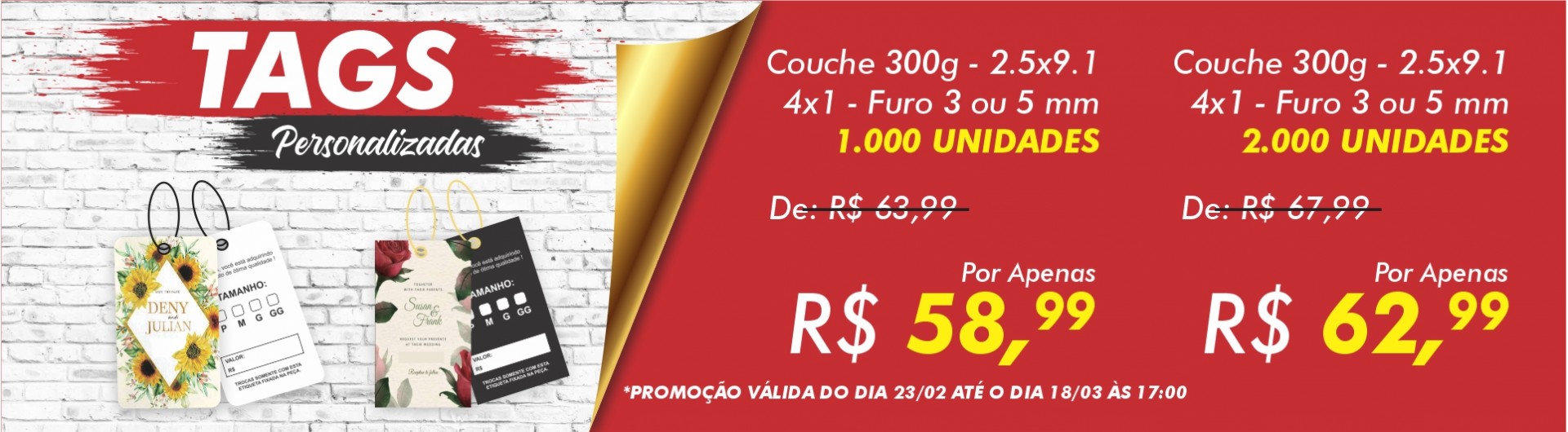 PROMOÇÃO TAG 4X1 - 2.5X9,1